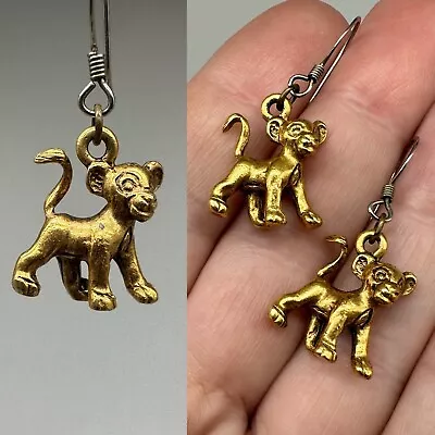 Buy Vtg Disney Lion King Simba Dangling Earrings Brass Or Gold Tone Cute Little 3D • 13.97£