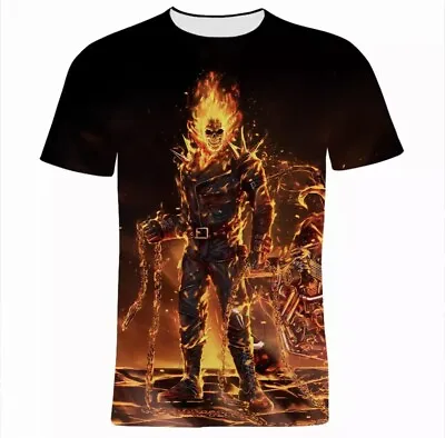 Buy Summer Kids Teenagers Adult Ghost Rider 3D Print T-shirts Tops NEW • 13.99£