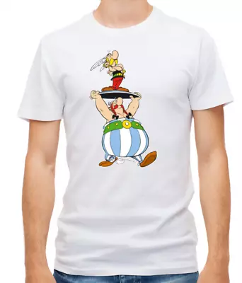 Buy Funny Asterix And Obelix  White/Black Short Sleeve Men T Shirt H512 • 9.98£
