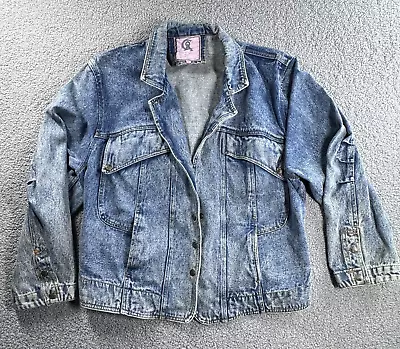 Buy Vintage 80s 90s Streetwear Womens Large Snap Denim Jacket C & A Hip Hop Bomber • 22.81£