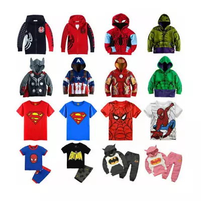 Buy Kids Marvel Super Hero Batman Spiderman Tracksuit Hooded Sweatshirt Pyjamas New • 12.16£