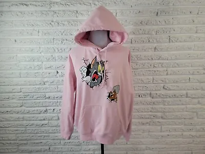 Buy Tom Jerry Womens Sweatshirt Extra Large XL Hoodie Drawstring Pink Cotton Blend • 21.61£