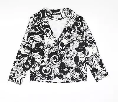 Buy EWM Womens Black Floral Jacket Size 12 Button • 11.25£
