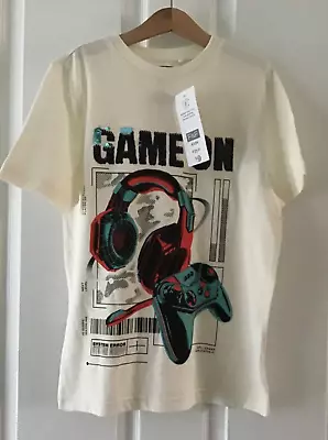 Buy Bnwt F&f Gamer Game On Boys T Shirt Top Sequin 100% Cotton Age 9-10 Years • 2.99£