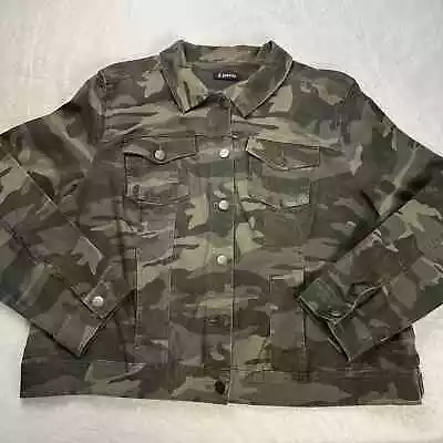 Buy D. JEANS Camo Camouflage Army Military Camp Denim Green Jacket WOMEN'S 2X • 24.11£