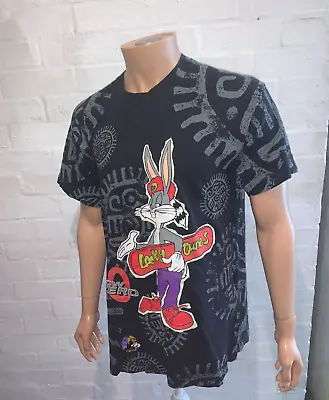 Buy Vintage Looney Tunes XL Tribal TShirt Top 1994 Bugs Bunny Snowboard 20 Below • 27.76£