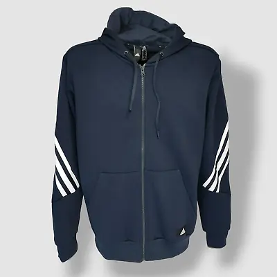 Buy Adidas Mens Future Icons 3-Striped Full Zip Hoodies Track Top Jacket Navy Blue • 39.80£