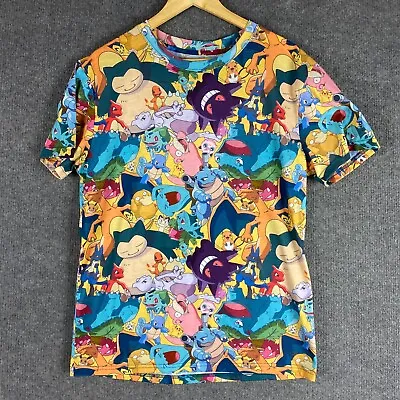 Buy Pokemon Shirt Mens Large Blue All Over Graphics Pikachu Charizard Original Tee • 25.26£