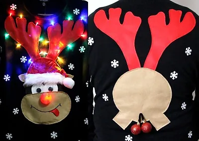 Buy His & Hers Christmas Xmas Jumper - Flashing, Light Up, Nose, Music, Men, Women • 42£
