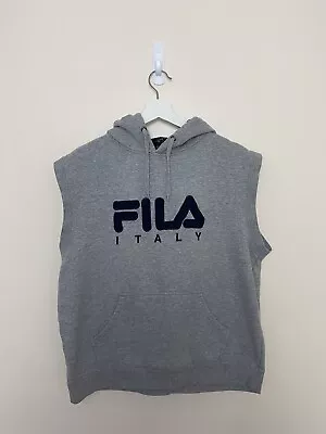 Buy Fila Italy Sleeveless Hoodie Jumper Vintage Large Grey Mens Hooded • 13.50£