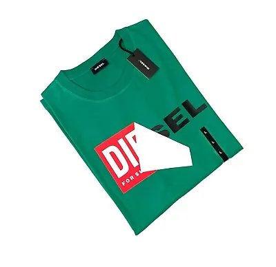 Buy Diesel T-Diego Men's Double Logo Cotton T Shirt Short Sleeve Crew Neck Tee_Green • 29.99£