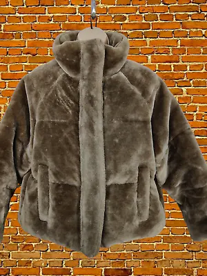 Buy Womens Asos Uk 8 Oversized Brown Faux Fur Zip Up Padded Short Teddy Coat Jacket • 16.99£
