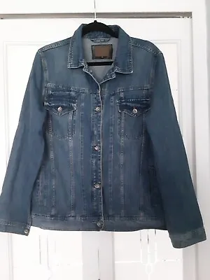Buy River Island Ladies Sz14 Blue Denim Cotton Jacket Pockets • 13.99£