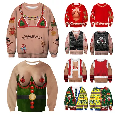 Buy Unisex 3D Ugly Jumper Sweater Funny Women Men Crew Neck Pullover Sweatshirt Tops • 20.97£