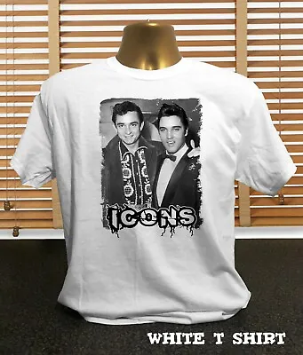 Buy Johnny Cash Elvis Presley Icons - Men's Rockabilly T Shirt • 14.99£