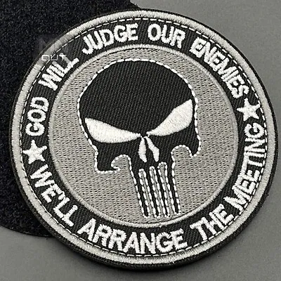 Buy Punisher Skull Morale Patch Black Hook & Loop Airsoft Tactical Military Army 8cm • 4.49£