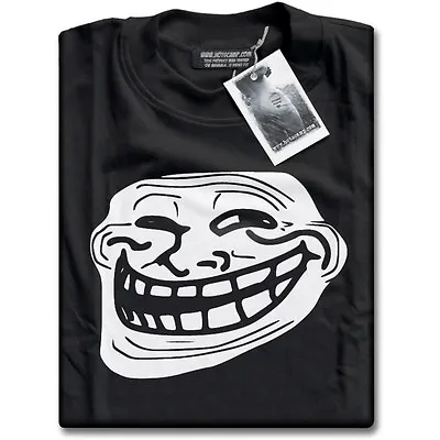 Buy Trollface Troll Cool Face Internet Meme Forum Trolling Mens Black T-Shirt NEW • 13.99£