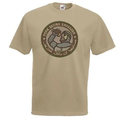 Buy Unisex Khaki Pork Eating Crusader Knight Funny Army Squaddie T-Shirt • 11.01£