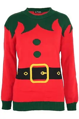 Buy Womens Ladies Christmas Xmas Elf Santa Helper Belted Costume Knit Sweater Jumper • 10.49£