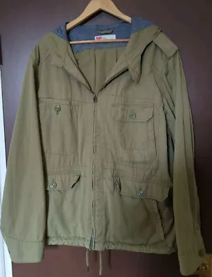 Buy Levi's XL Army Jacket. Green. M65 Style. Hooded. Green. VGC. Punk. Indie. Mens. • 19.99£