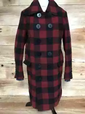 Buy Dsquared2 Red And Black Canadian Check Double Breasted Long Length Jacket • 396£