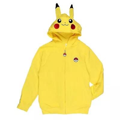 Buy Pokemon Boys' Pikachu Character Costume Printed Zip-Up Jacket Hoodie • 26.50£