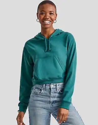 Buy Hanes Hoodie French Terry Cropped Sweatshirt Women's Relaxed Fit Long Sleeve • 29.89£