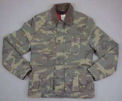 Buy GAP Jacket Mens Medium Green Camouflage Plaid Flannel Lined Corduroy Collar • 30£