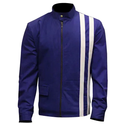 Buy Men's Speedway Rock N Roll Rockstar Red & Blue With White Stripes Cotton Jacket • 94.86£
