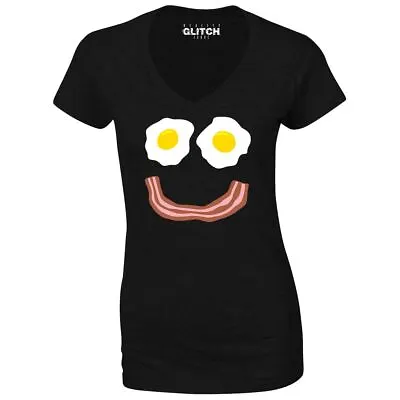 Buy Bacon And Eggs Smile Women's T-Shirt - V-Neck Funny Food Fry Up Cool Breakfast • 12.99£