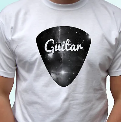 Buy Guitar Pick White T Shirt Retro Rock Music Acoustic Melody Design Art All Sizes • 9.99£