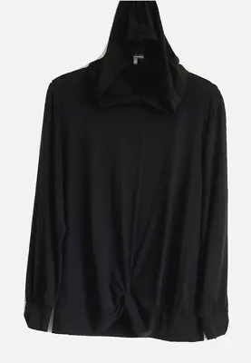 Buy AnyBody Cozy Knit Luxe Hooded Shirt Medium Black Twist Front A458576 Women XO6 • 31.25£