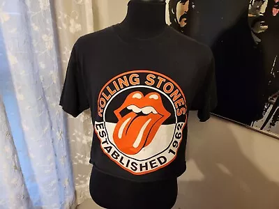 Buy The Rolling Stones Crop-Top Shirt Size Large Lip Tongue Logo Graphic Tour Merch • 9.50£