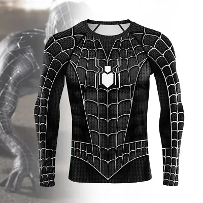 Buy Black Homecoming Spiderman Cosplay Men T-shirts Sport Long Short Sleeve Tee Tops • 22.91£