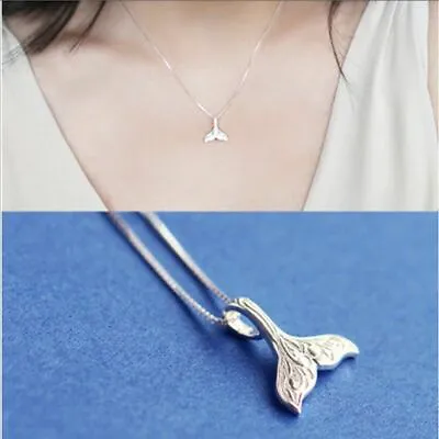 Buy Carved Mermaid Tail Pendant Chain Jewelry Sterling Silver Necklace Accessory • 4.79£
