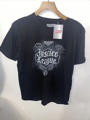 Buy Justice League T Shirt Medium Black Spell Graphic Print DC Comics Short Sleeve • 9.99£
