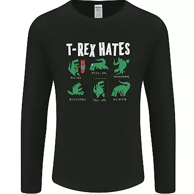 Buy T-Rex Hates Funny Dinosaurs Jurassic Gym Mens Long Sleeve T-Shirt • 11.99£