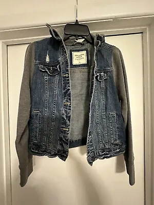 Buy Abercrombie & Fitch Distressed Jean Jacket With Hoodie Small • 12.05£