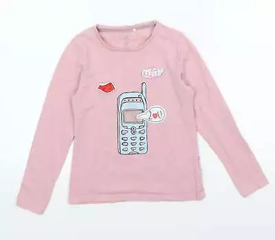 Buy Name It Girls Pink Cotton Basic T-Shirt Size 7-8 Years Crew Neck Pullover - Mobi • 5.25£