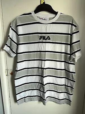 Buy Grey And White Stripe Fila T Shirt  • 4£