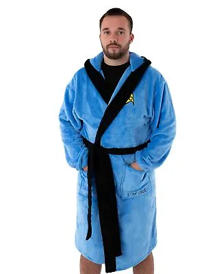Buy Star Trek Mens Blue Hooded Bathrobe | Spock Dressing Gown Merchandise • 34.95£