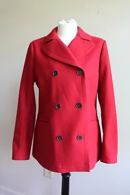 Buy Theory M Dorima Red Wool Cashmere Double Breasted Raw Edge Pea Coat Jacket • 135.12£