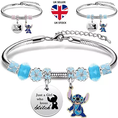 Buy Cute Stitch Charm Bracelet Popular Lilo And Stitch Women Girl Jewellery Gift UK • 3.99£