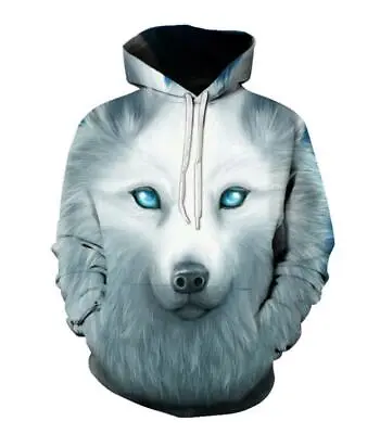 Buy 3d Printed Cool Fashion Wolf Head Hoodies Mens Hooded Sweatshirt Pullover Casual • 17.83£