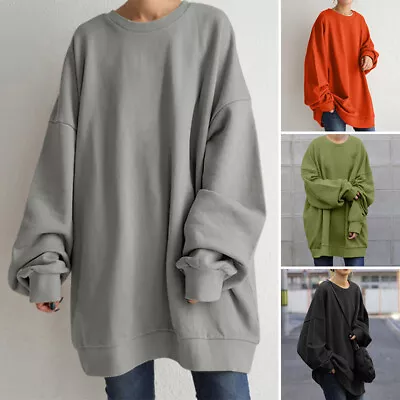 Buy Womens Oversize Long Sleeve Hoodies Sweatshirt Casual Baggy Tops Pullover Jumper • 7.49£