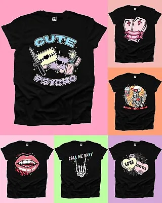 Buy Cute Psycho Skull Tshirt Men's Woman Valentine Goth Vampire Funny Love Horror UK • 10.99£