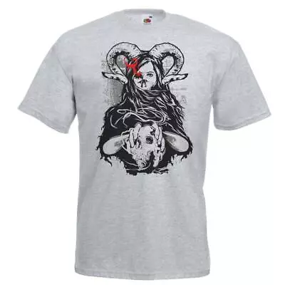 Buy Unisex Grey Demonic Goat Satyr Cursed Halloween Occult T-Shirt • 12.95£