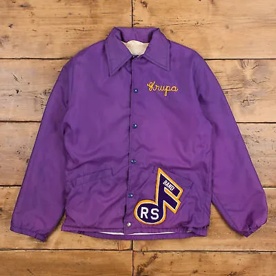 Buy Vintage Holloway Coach Jacket S 70s Marching Band USA Made Purple Snap • 49.99£