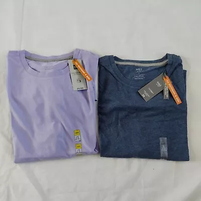 Buy New With Tags M&S 2 Pyjama Tops Cool Comfort Cotton Lilac & Blue Size L 42-43  • 8.99£
