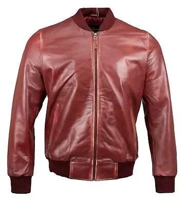 Buy Mens Real Leather Jacket Vintage Retro Cafe Soft Spanish Leather Blue And Black  • 64.99£